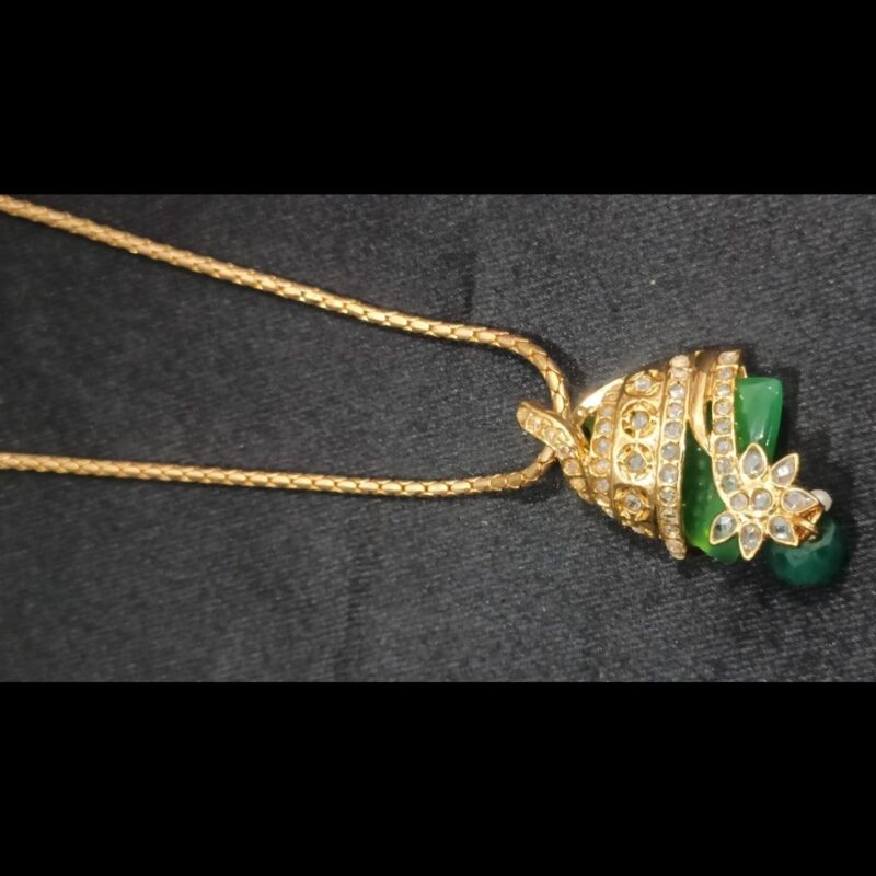 Elegant One Gram Gold-Plated Chain with Green Pendant - Image 3