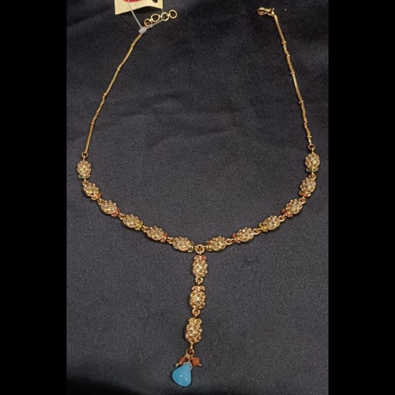 Elegant One Gram Gold-Plated Necklace with White Stones - Image 5