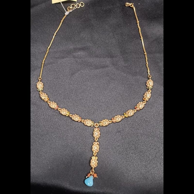 Elegant One Gram Gold-Plated Necklace with White Stones - Image 4