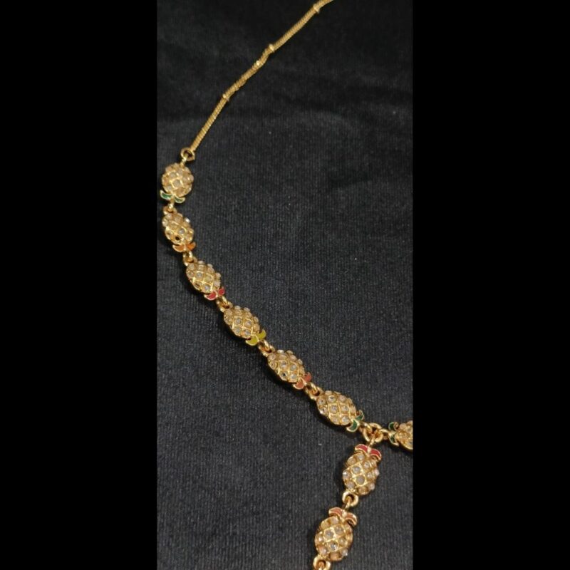 Elegant One Gram Gold-Plated Necklace with White Stones - Image 3
