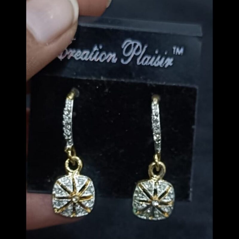 Elegant One Gram Gold-Plated White Stone Earrings​ - Image 3
