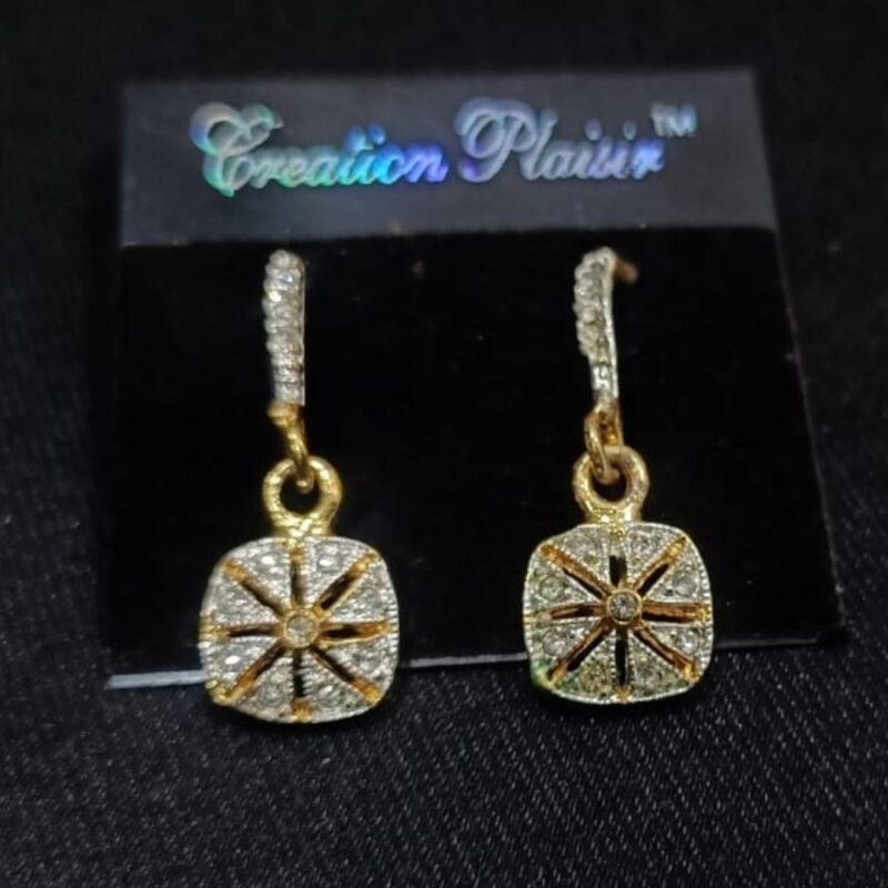 Elegant One Gram Gold-Plated White Stone Earrings​ - Image 2