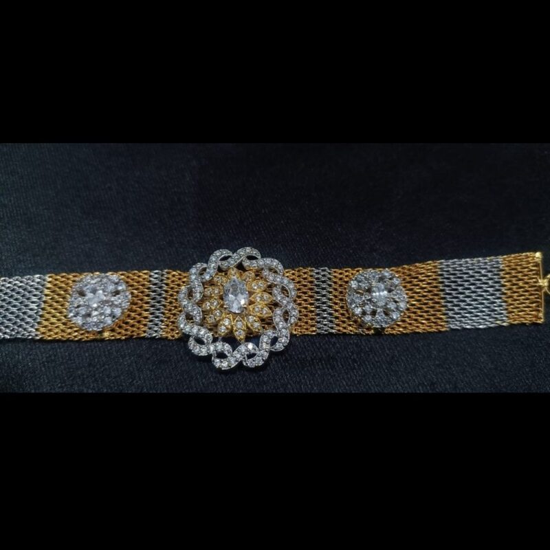 Sophisticated One Gram Gold-Plated Bracelet with White Stones