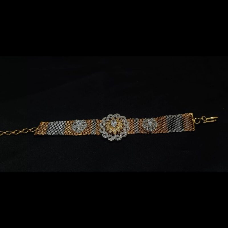 Sophisticated One Gram Gold-Plated Bracelet with White Stones - Image 4