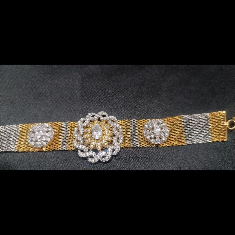 Sophisticated One Gram Gold-Plated Bracelet with White Stones - Image 3