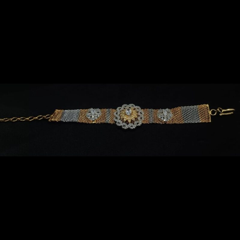 Sophisticated One Gram Gold-Plated Bracelet with White Stones - Image 5