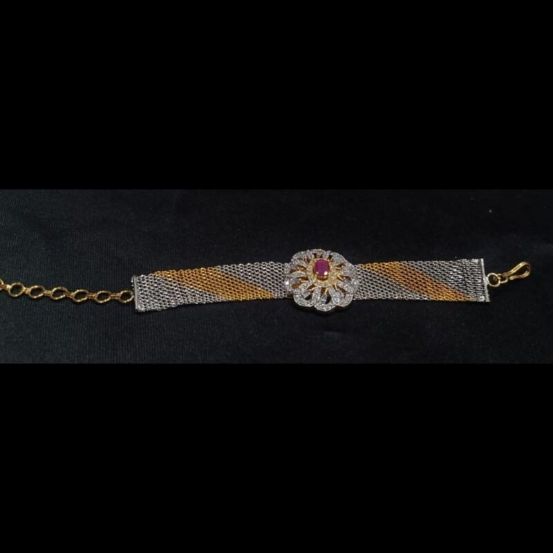 Sophisticated One Gram Gold-Plated Bracelet with White Stones - Image 4