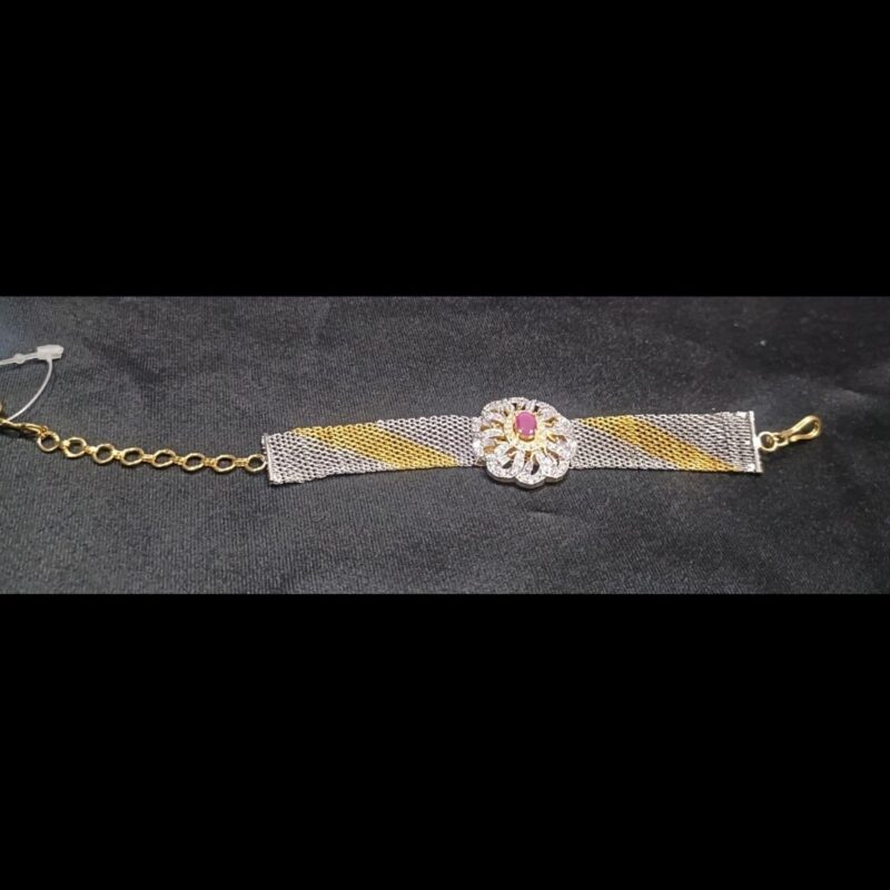 Sophisticated One Gram Gold-Plated Bracelet with White Stones