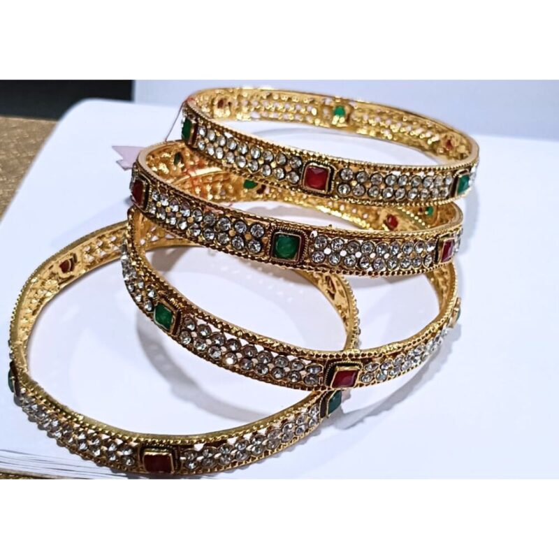 1 Gram Gold Plated Bangles for Women – Lightweight & Elegant Stackable Bracelets (Set of 3) - Image 2