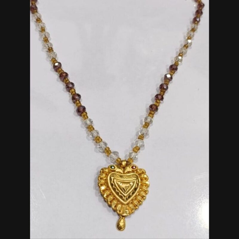 Elegant Gold-Plated Mangalsutra for Women – Traditional & Stylish Wedding Necklace with Transparent Beads
