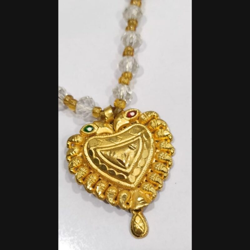 Elegant Gold-Plated Mangalsutra for Women – Traditional & Stylish Wedding Necklace with Transparent Beads - Image 2