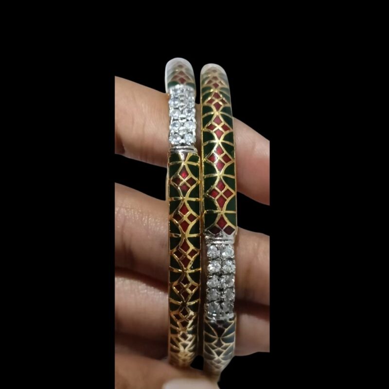 1 Gram Gold Plated Stone-Studded Bangles ✨ | Elegant & Stylish | Perfect for Parties & Weddings