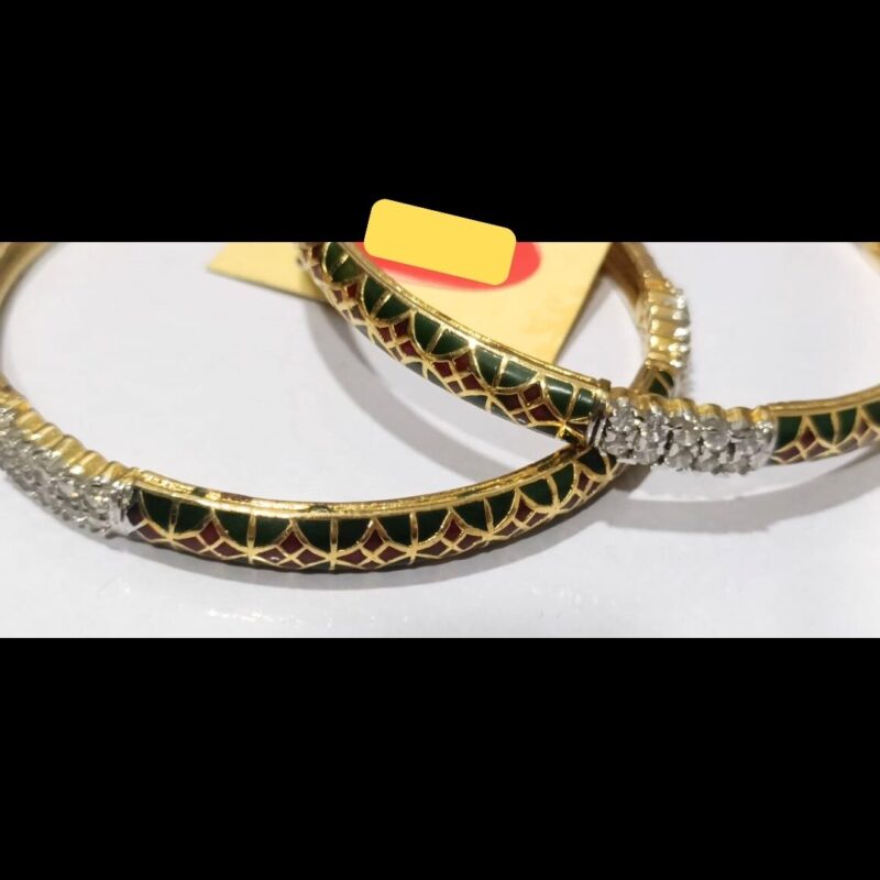 1 Gram Gold Plated Stone-Studded Bangles ✨ | Elegant & Stylish | Perfect for Parties & Weddings - Image 4