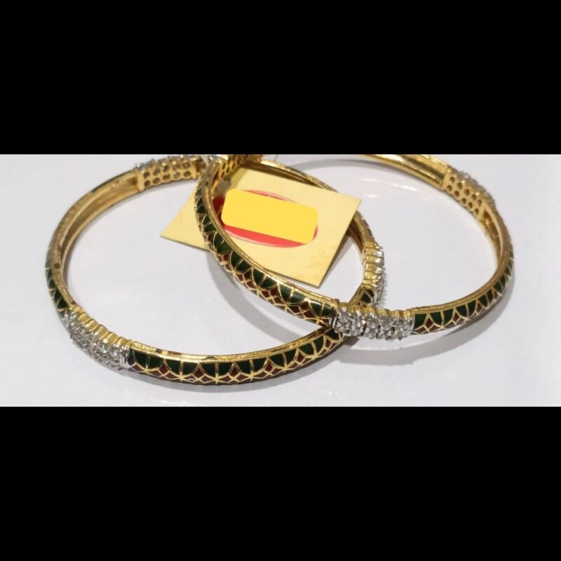 1 Gram Gold Plated Stone-Studded Bangles ✨ | Elegant & Stylish | Perfect for Parties & Weddings - Image 5