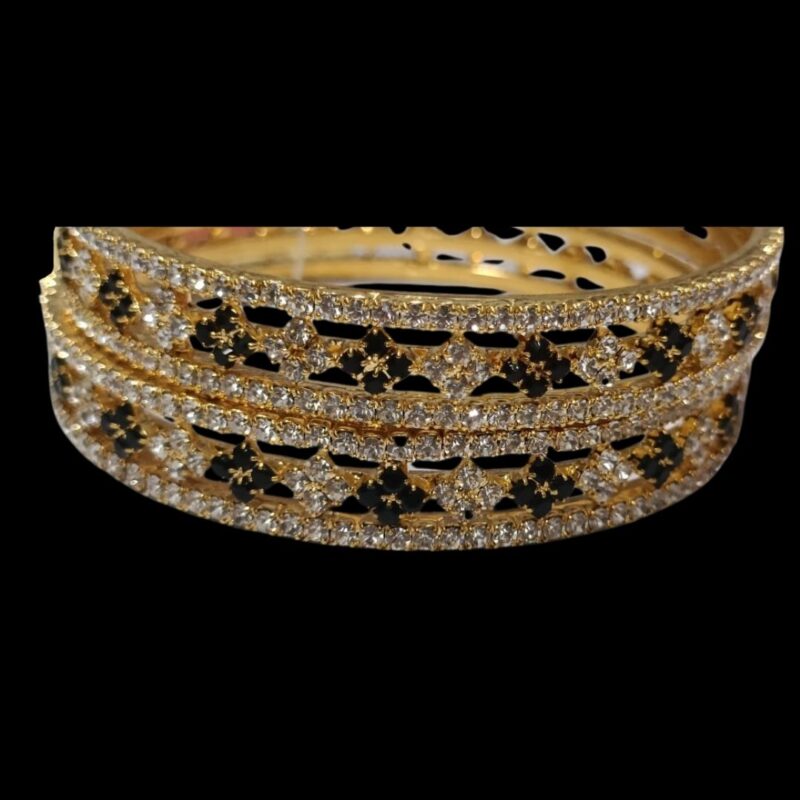 Glistening Gold Plated Bangles - Stone Studded Elegance for Every Outfit! - Image 2