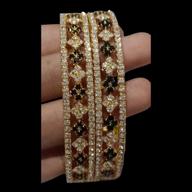 Glistening Gold Plated Bangles - Stone Studded Elegance for Every Outfit!