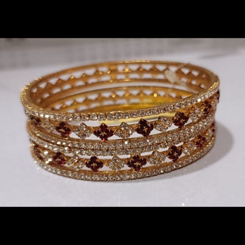 Adjustable Stone-Embellished Gold Bangles – Perfect for Gifting! - Image 2