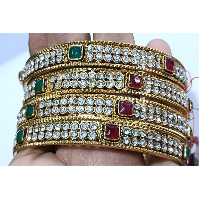 1 Gram Gold Plated Bangles for Women – Lightweight & Elegant Stackable Bracelets (Set of 3)