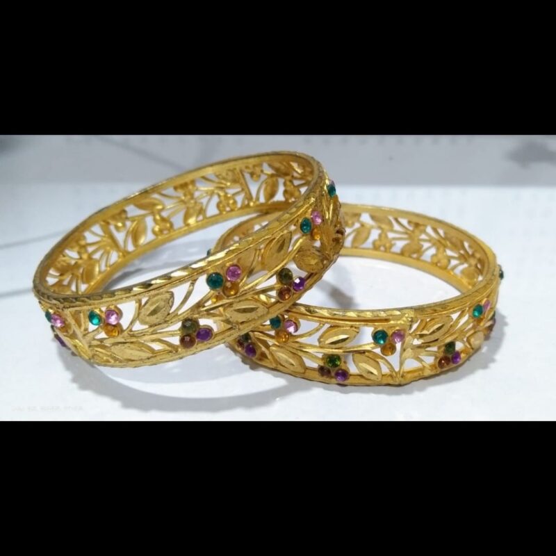 1 Gram Gold Plated Stone-Studded Bangles – Elegant & Stylish