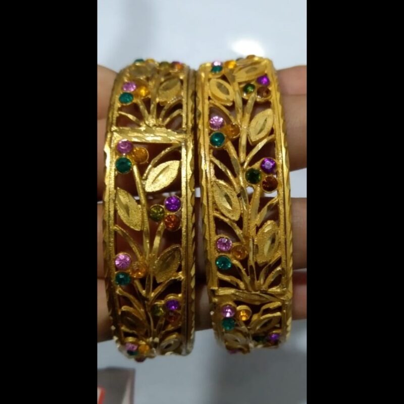 1 Gram Gold Plated Stone-Studded Bangles – Elegant & Stylish - Image 2