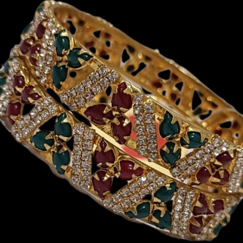 Sparkling Gold Plated Bangles with Stones – Elegant & Affordable! - Image 2