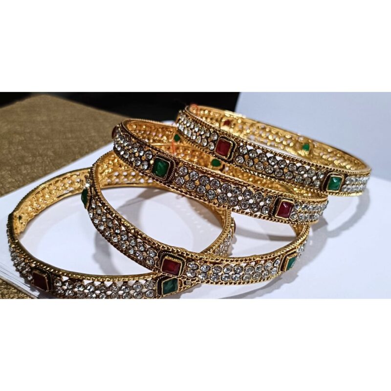 1 Gram Gold Plated Bangles for Women – Lightweight & Elegant Stackable Bracelets (Set of 3) - Image 3