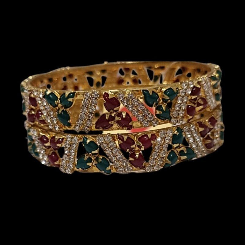 Sparkling Gold Plated Bangles with Stones – Elegant & Affordable! - Image 3