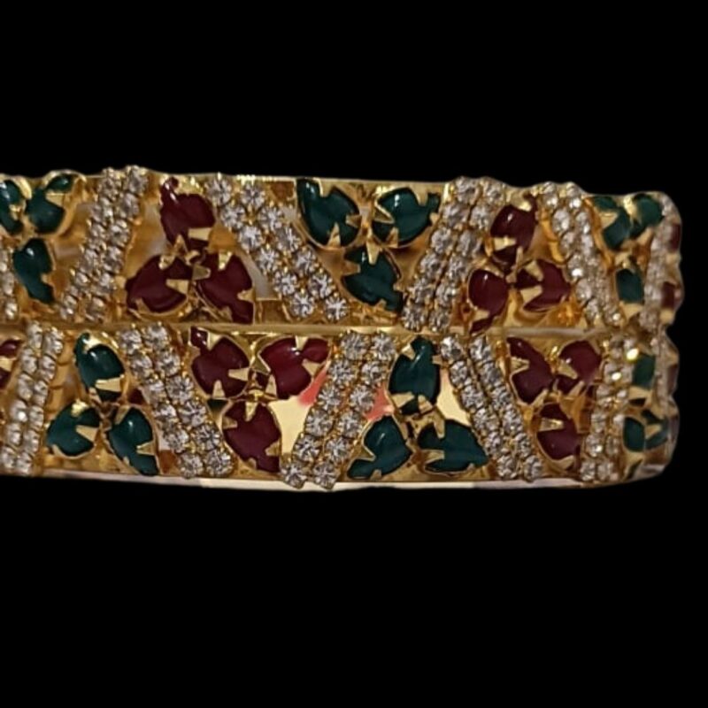Sparkling Gold Plated Bangles with Stones – Elegant & Affordable!