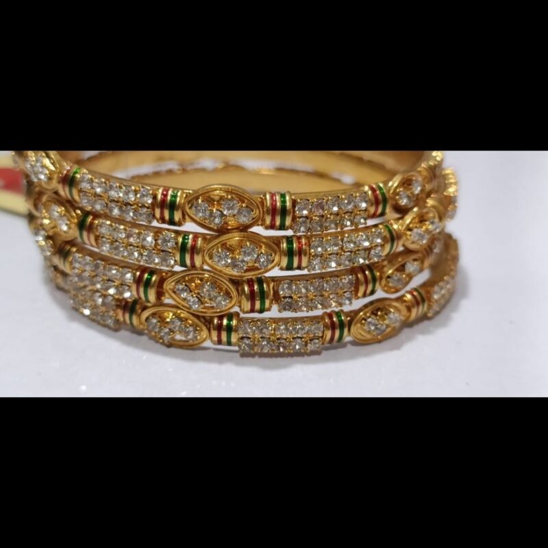 1 Gram Gold Plated Stone-Studded Bangles – Elegant & Stylish