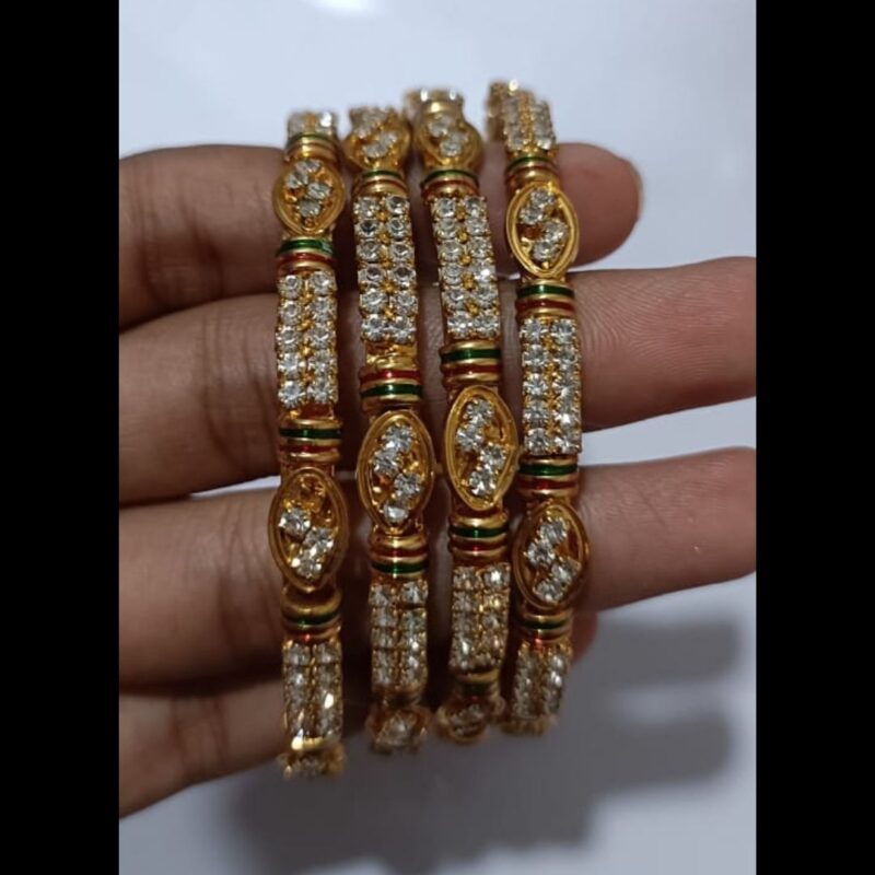 1 Gram Gold Plated Stone-Studded Bangles – Elegant & Stylish - Image 4