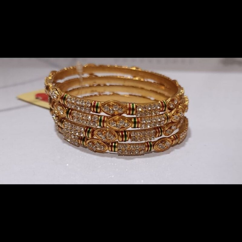1 Gram Gold Plated Stone-Studded Bangles – Elegant & Stylish - Image 3