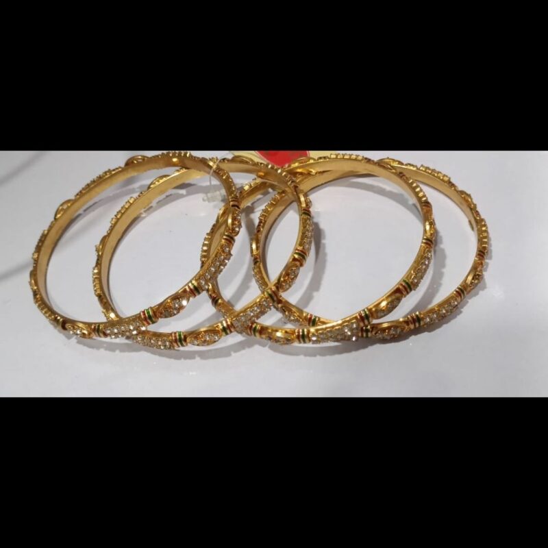 1 Gram Gold Plated Stone-Studded Bangles – Elegant & Stylish - Image 2