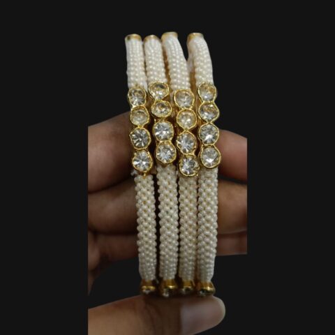 1 Gram Gold Plated Simple Stone Trendy Bangles – Elegant & Stylish Stackable Bracelets for Women