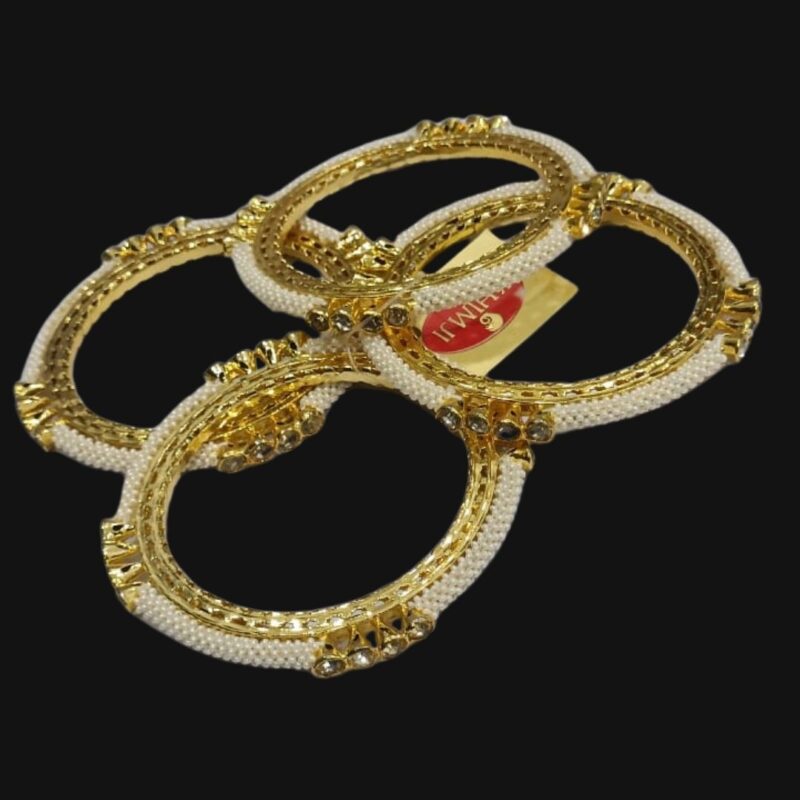 1 Gram Gold Plated Simple Stone Trendy Bangles – Elegant & Stylish Stackable Bracelets for Women - Image 3