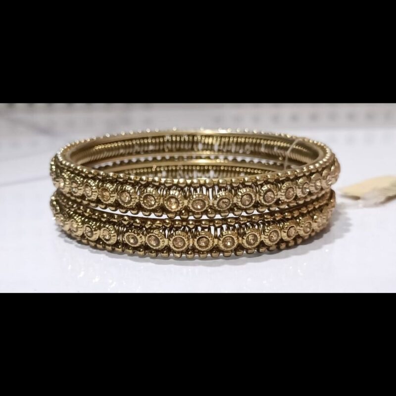 1 Gram Gold Plated Stone-Studded Bangles – Elegant & Affordable Luxury