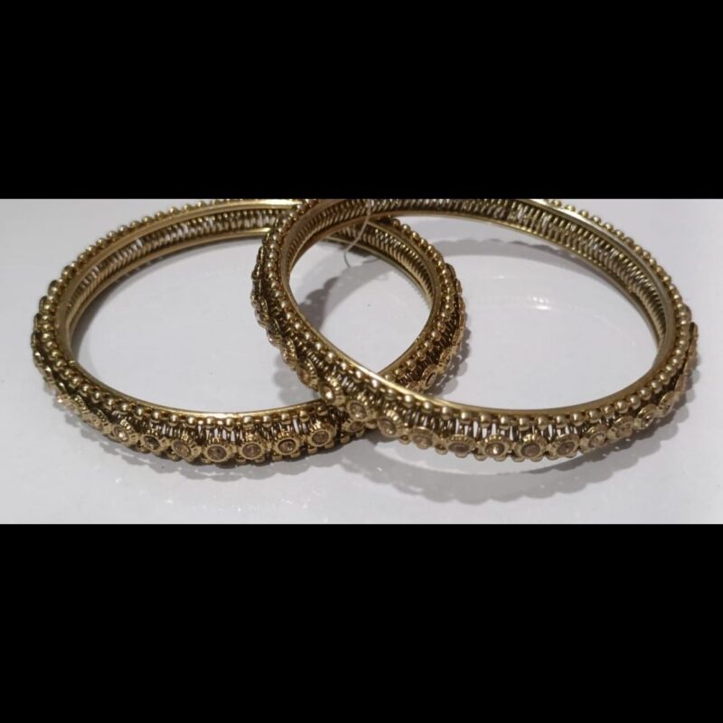 1 Gram Gold Plated Stone-Studded Bangles – Elegant & Affordable Luxury - Image 3