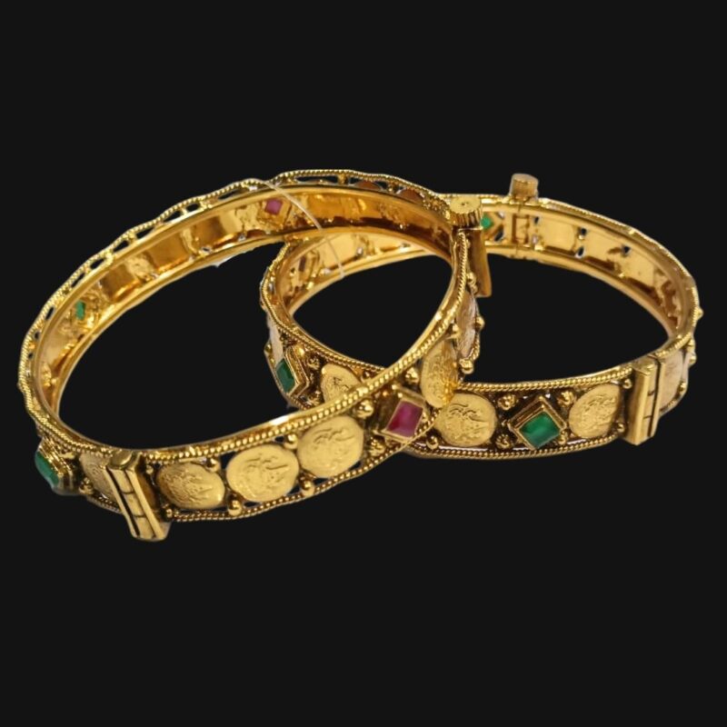 1 Gram Gold Plated Trendy Stone Bangles – Elegant & Stylish Stackable Bracelets for Women - Image 4