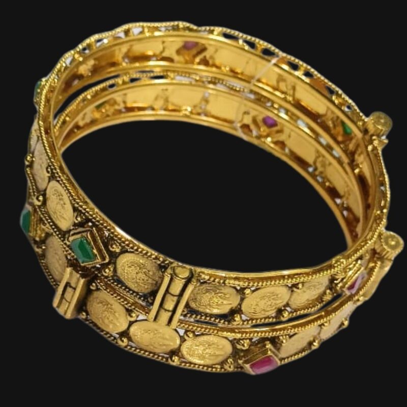 1 Gram Gold Plated Trendy Stone Bangles – Elegant & Stylish Stackable Bracelets for Women