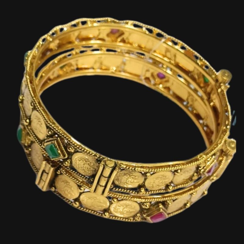 1 Gram Gold Plated Trendy Stone Bangles – Elegant & Stylish Stackable Bracelets for Women - Image 2