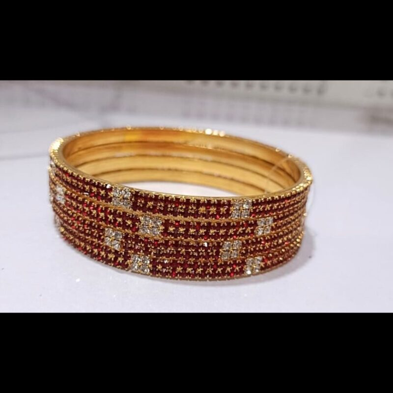 ✨ 1 Gram Gold Plated Stone-Studded Bangles ✨ | Elegant & Stylish | Perfect for Parties & Weddings - Image 2