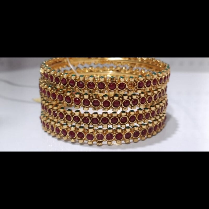 1 Gram Gold Plated Stone-Studded Bangles – Elegant & Affordable Adornment - Image 3