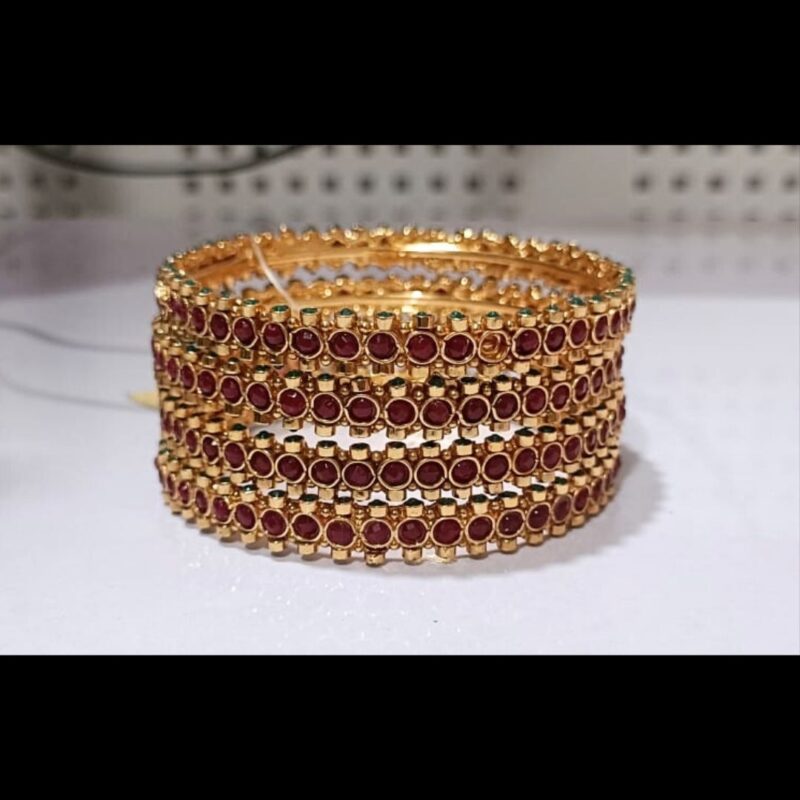 1 Gram Gold Plated Stone-Studded Bangles – Elegant & Affordable Adornment - Image 5