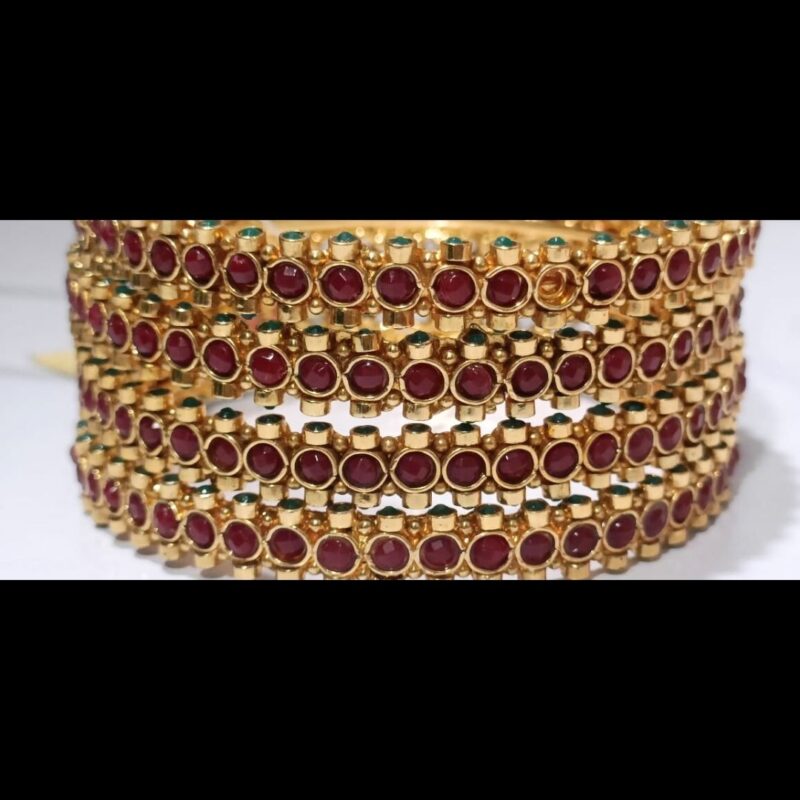 1 Gram Gold Plated Stone-Studded Bangles – Elegant & Affordable Adornment - Image 2