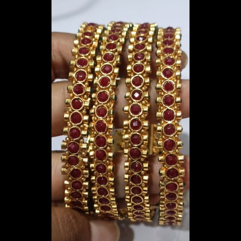 1 Gram Gold Plated Stone-Studded Bangles – Elegant & Affordable Adornment