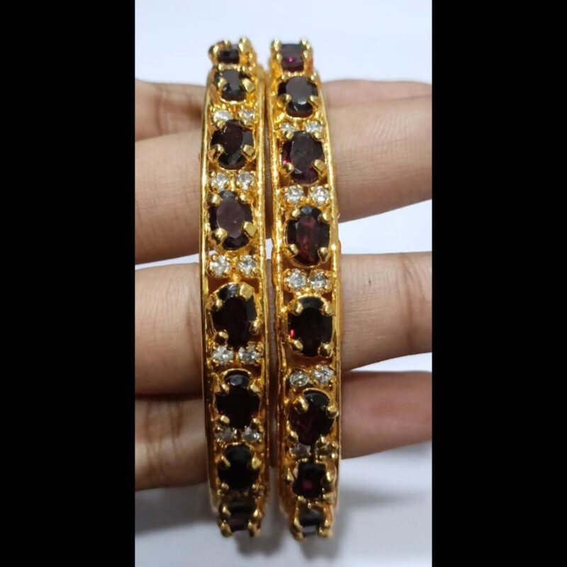 1 Gram Gold Plated Stone-Studded Bangles – Elegant & Glamorous