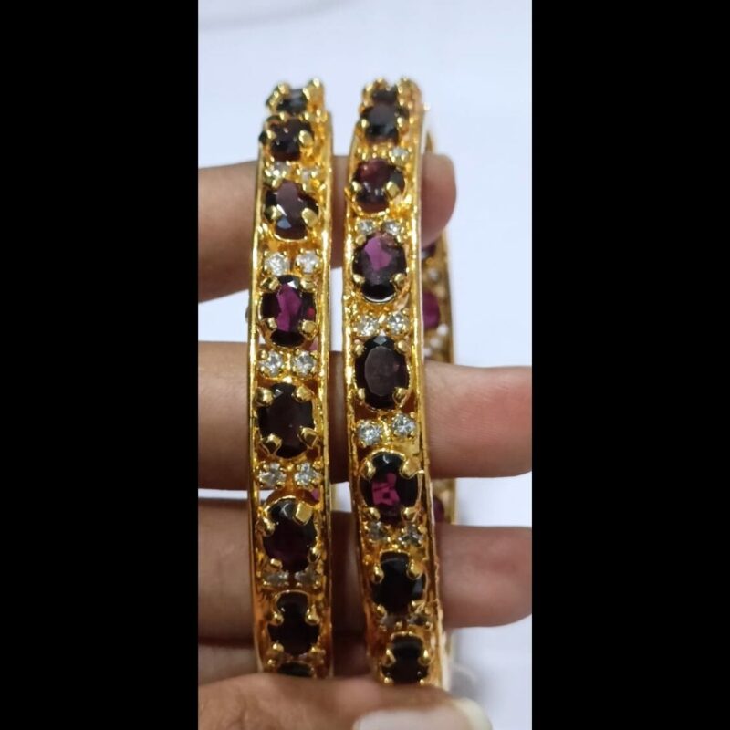 1 Gram Gold Plated Stone-Studded Bangles – Elegant & Glamorous - Image 3
