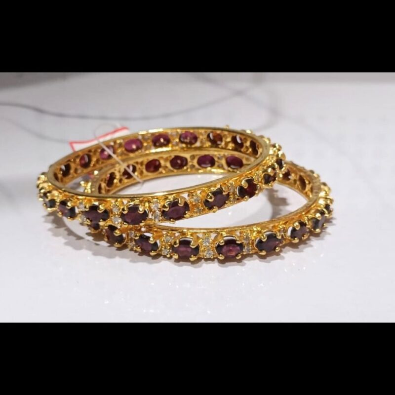 1 Gram Gold Plated Stone-Studded Bangles – Elegant & Glamorous - Image 2