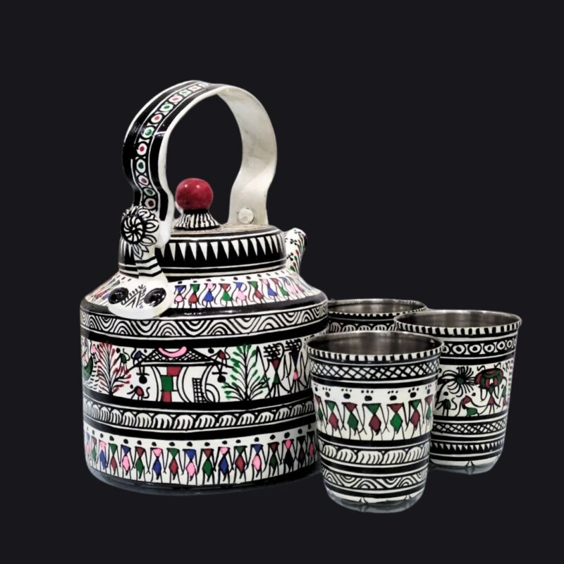 Matching Elegance: Hand-Painted Kettle & Teapot Set – Art for Your Tea Time