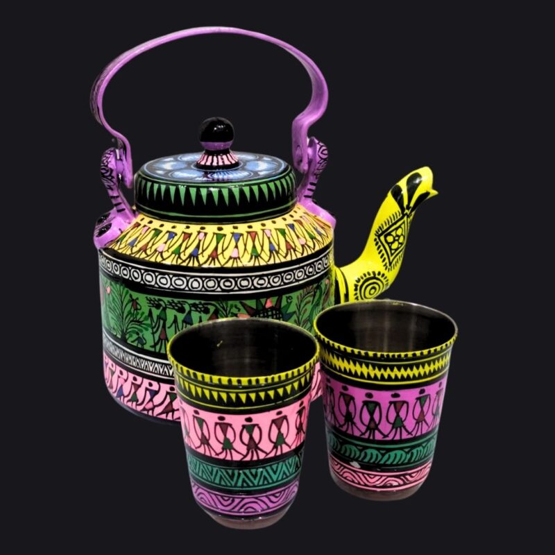 Matching Elegance: Hand-Painted Kettle & Teapot Set – Art for Your Tea Time
