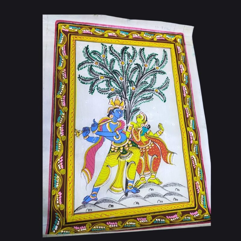 Eternal Melody: Radha and Krishna in Tashar Pattachitra - Image 2